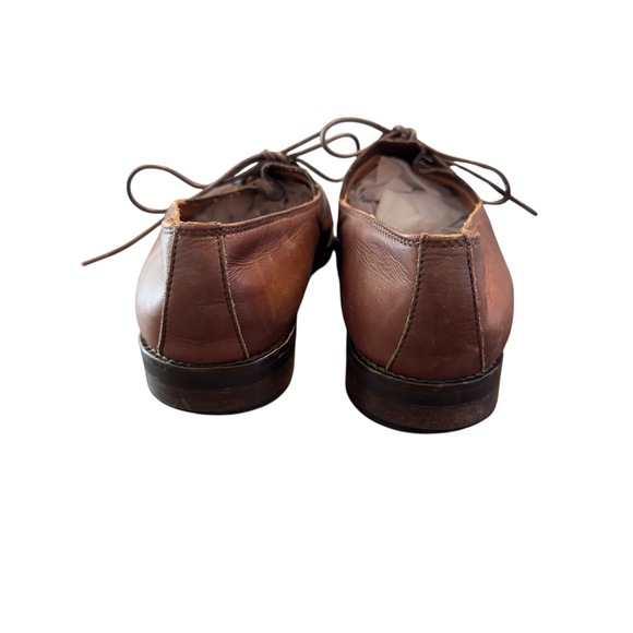 Joan & David Mens Brown Handmade Lace-Up Apron Toe Derby Shoes Size 10B - Picture 5 of 6